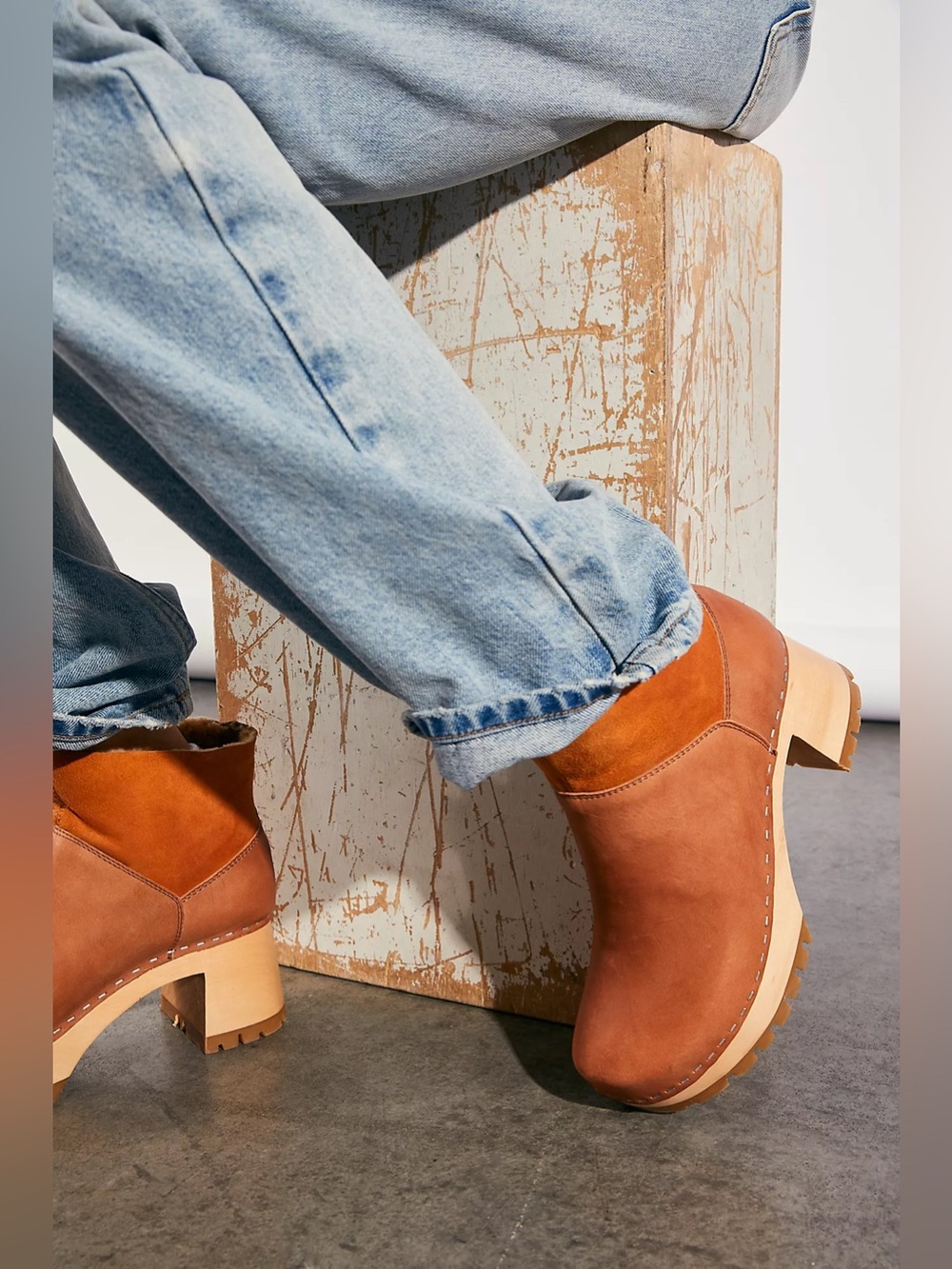 Swedish Hasbeens Shearling-Lined Clog/Boots